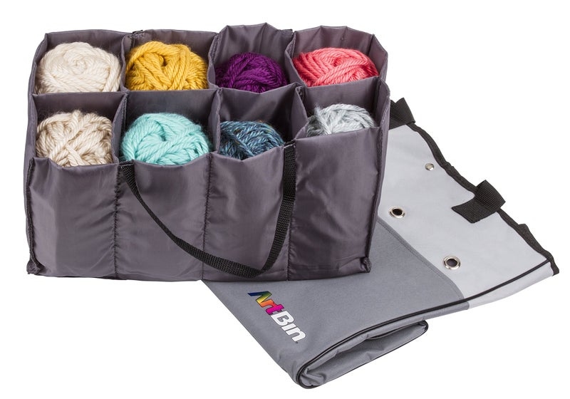 ArtBin 6821AG Yarn Tote, Portable Knitting & Crochet Storage Bag with Lift-Out Yarn Organizer, [1] Poly Canvas Tote Bag, Gray & Black - Image 5